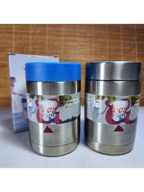 Coors Light Silver Bullet Beer Can Bottle Koozie Coozie Stainless Steel New (2)